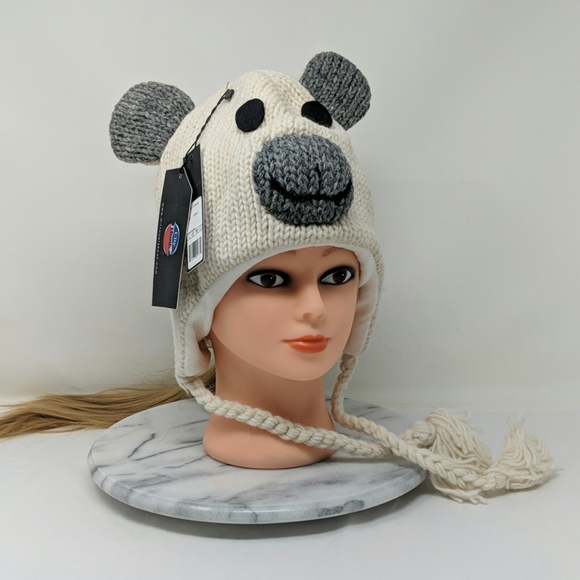 Pola Bear Animal Pilot Beanie Hat - Picture 5 of 7